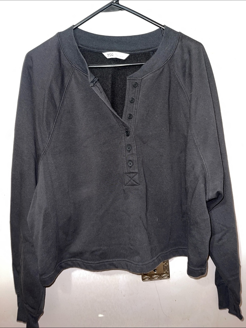 DSG Charcoal Button-Front Pullover Sweatshirt